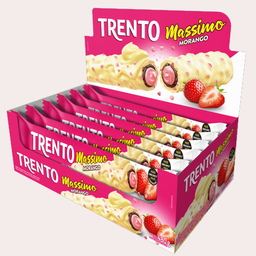 Trento Massimo Morango 38% de Cacau - Caixa 480g - 16 Unidades