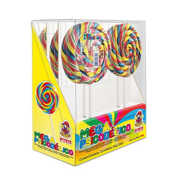 Pirulito Mega Psicodélico Colorido Tutti-Frutti - 960g