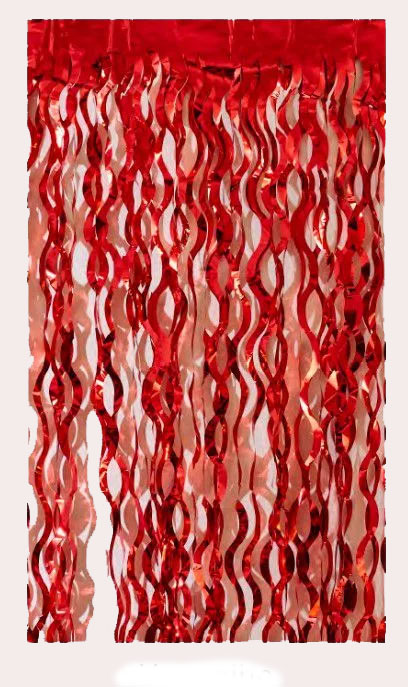 Cortina Decorativa Metalizada Espiral Vermelho - 2x1 Metros