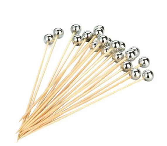 Palito para Petiscos Enfeite Prata 12cm - 20 Unidades