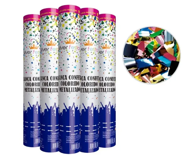 Lança Confetes Papel Picado Metalizado - 1 Unidade