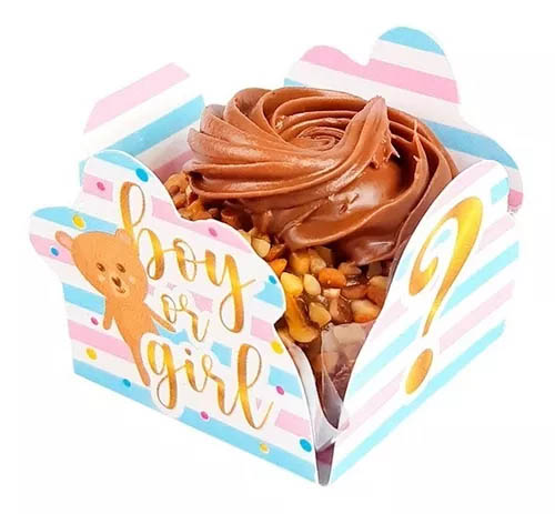 Forminhas 4 Pétalas Para Doces Tema Chá Revelação - 50 Unidades