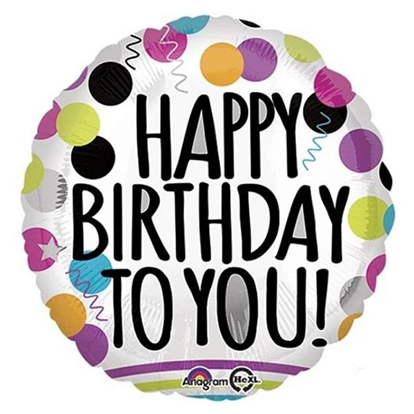 Balão Metalizado Happy Birthday - 18 Polegadas