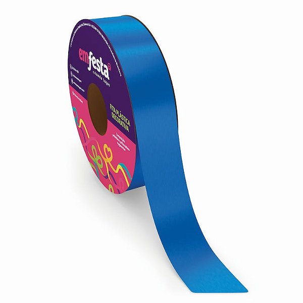 Fita Lisa Decorativa Azul 15mm X 50 Metros Macia