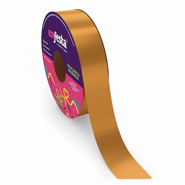 Fita Lisa Decorativa Dourado 15mm X 50 Metros Macia