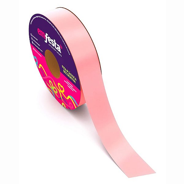 Fita Lisa Decorativa Rosa 15mm X 50 Metros Macia