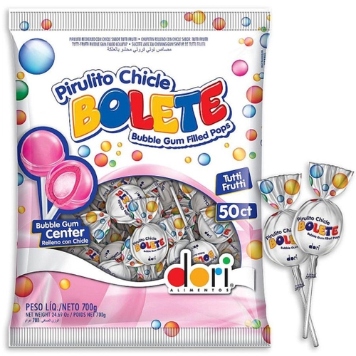 Pirulitos Bolete Tutti-fruti - Pacote c/50 Unidades - 525g - Dori