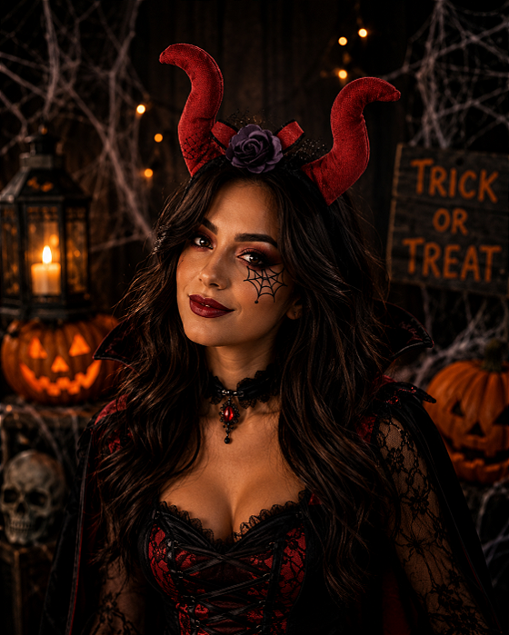 Tiara Chifre Mexicana com Flor Halloween