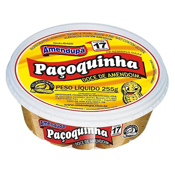 Paçoca Rolha Embrulhada Amendupã 255g - 17 unidades