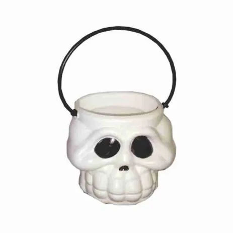 Mini Balde Cabeça de Esqueleto para Decoração 9cm - Halloween