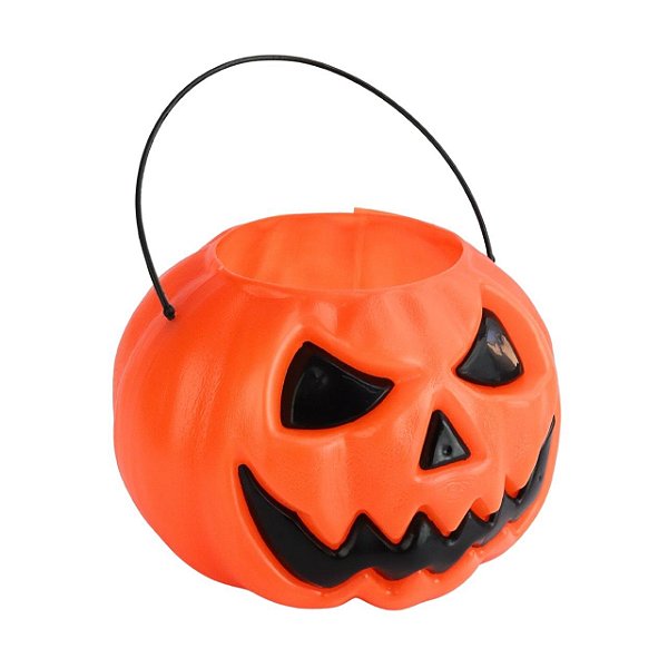 Balde de Halloween Enfeite de Abóbora para Doces e Decoração de Halloween - 19cm X 14cm
