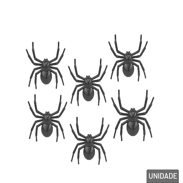 Enfeite Halloween Aranha de Plástico (10 cm) – 6 unidades