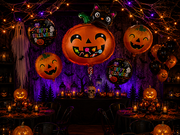Kit Balão Metalizado Happy Halloween Abobora c/5 Peças