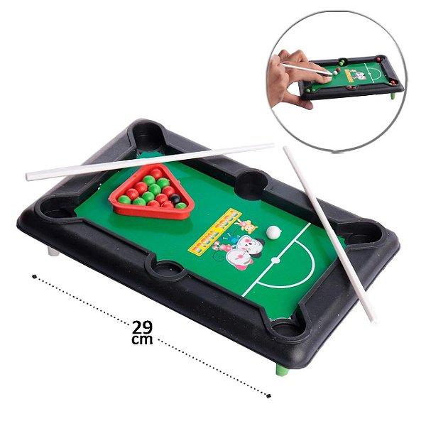 Brinquedo Infantil Mini Sinuca De Plástico 24 Peças - 18cm x 13cm