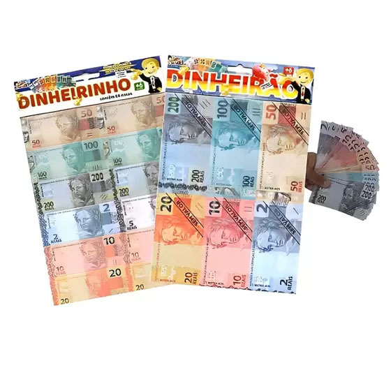 Mini Dinheirinho de Brinquedo Falso Para Brincar - 61 Notas
