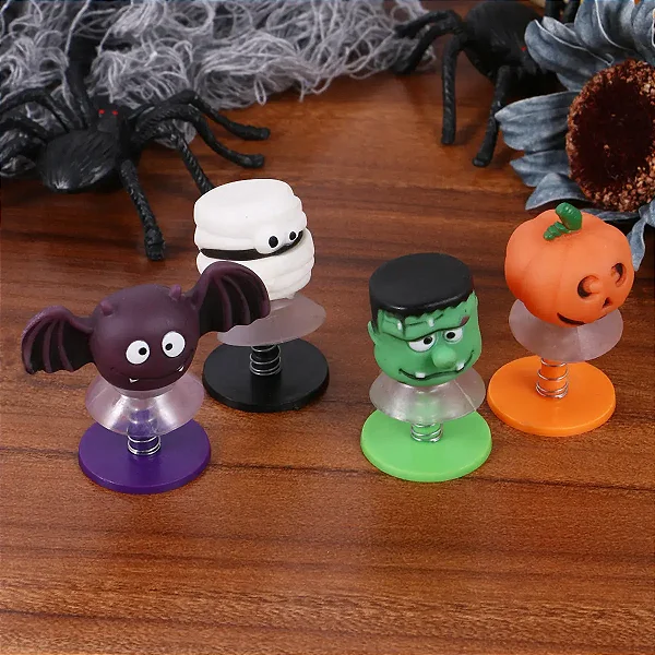 Monstrinhos com Mola Halloween – Kit com 4 Unidades | Enfeite Divertido e Temático
