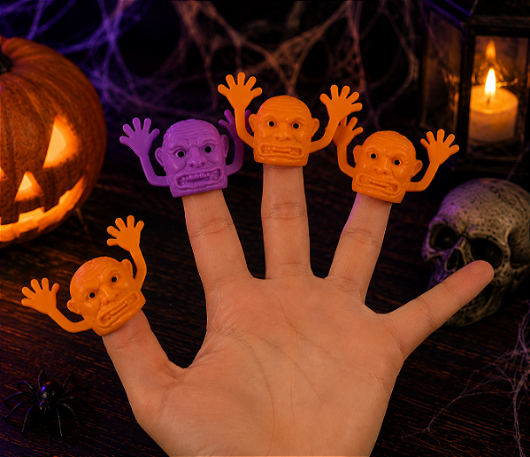 Mini Monstrinhos Decorativos de Dedos Halloween - 6 Unidades