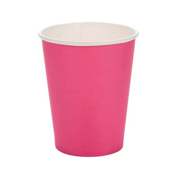 Copo de Papel Liso Pink 250ml - 8 Unidades