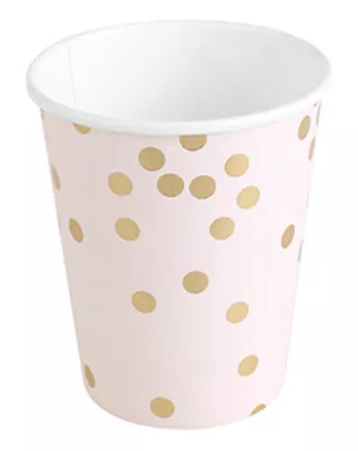 Copo de Papel Poá Rosa Bebê 250ml - 10 unidades