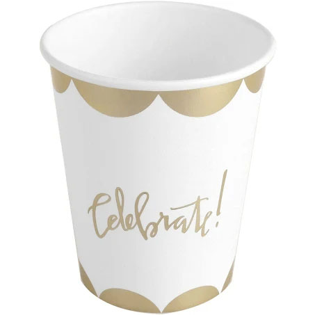 Copo de Papel Celebrete Dourado 250ml - 10 Unidades