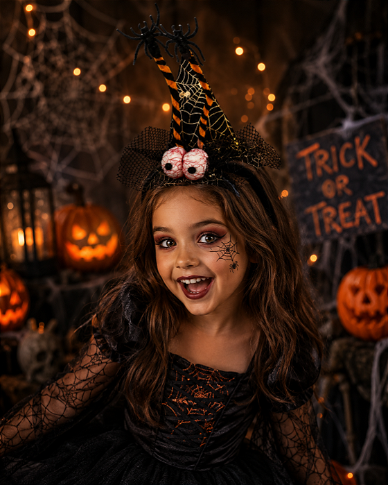 Tiara Chapéu Luxo com Aranha e Olhos – Halloween | Acessório Divertido e Temático
