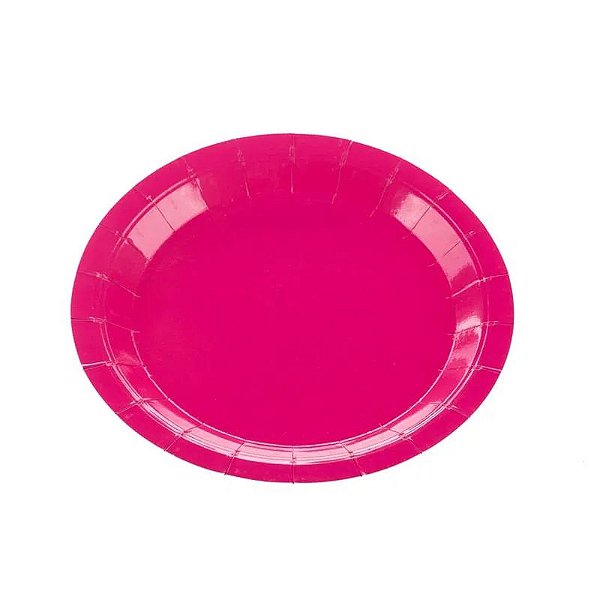 Prato de Papel Liso Pink 23cm - 10 Un