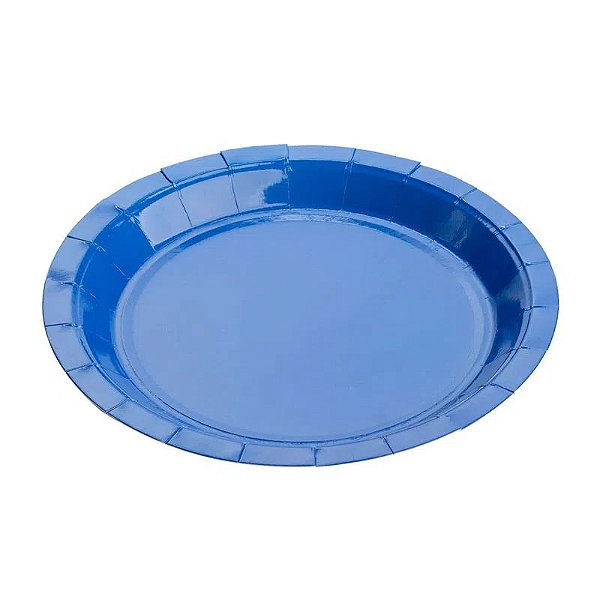 Prato de Papel Liso Azul 23cm - 10 Un