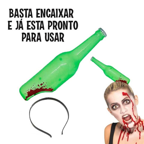 Tiara de Halloween Garrafa Quebrada na Cabeça