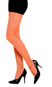 Meia Calça Feminina Laranja – Festa Adulto – Reage na Luz Negra