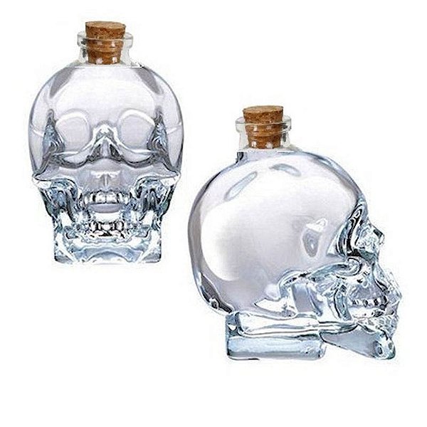Garrafa de Vidro Caveira com Rolha Halloween - 400ml