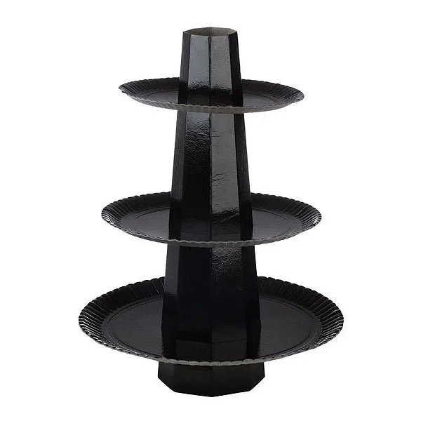 Baleiro de Papelão Laminado Preto 3 andares - 35cm