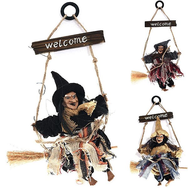Bruxinha Welcome Halloween com Movimento /Luz e Som - 1 Unidade