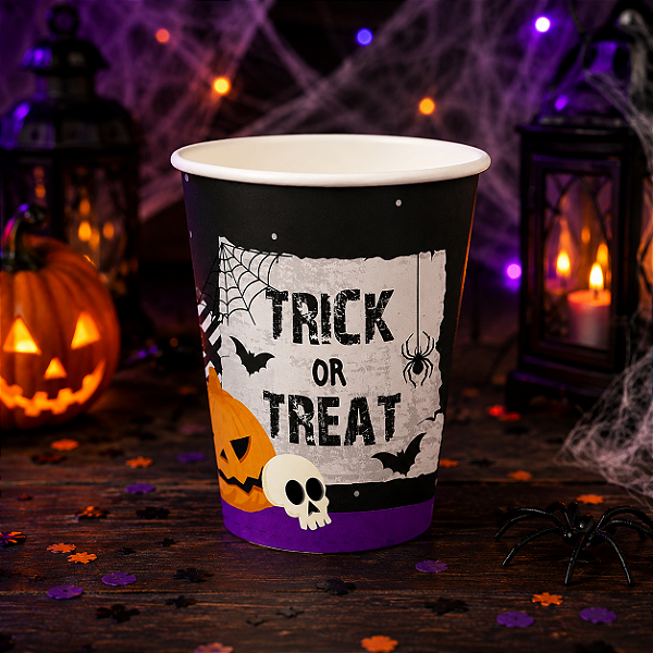Copo de Papel Halloween 240ml - Scary Night - 8 Unidades