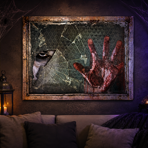 Adesivo Decorativo Poster do Terror Mão Sangrenta Assustadora - 60x45cm