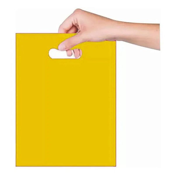 Sacola Plástica Boca de Palhaço Sem Estampa 16X21,5CM - Amarelo - 25 unidades