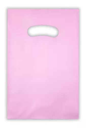 Sacola Plástica Boca de Palhaço Sem Estampa 16X21,5CM - Rosa - 25 unidades
