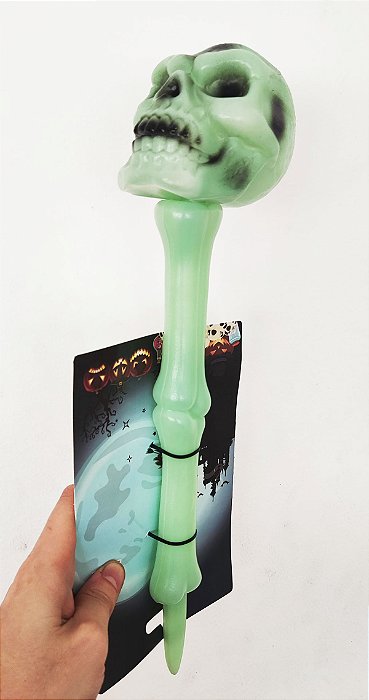 Crânio Estaca do Terror de Plástico para Jardim Halloween - 38cm x 13 cm - 1 Unidade