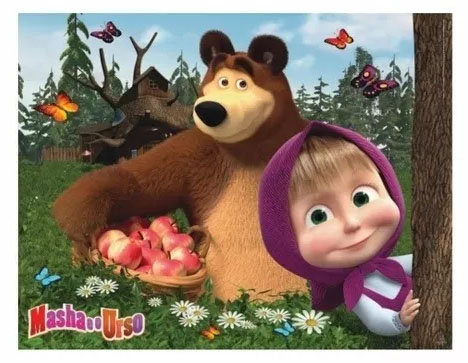 Painel em TNT Masha e o Urso - 1,40m