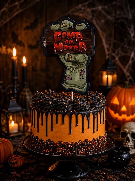 Topo de Bolo Halloween Bruxa – 25cm | Decoração para Festas Temáticas