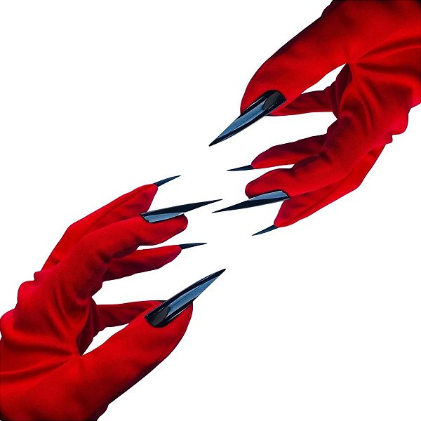 Luva de Poliéster Vermelha com Unhas para o Halloween