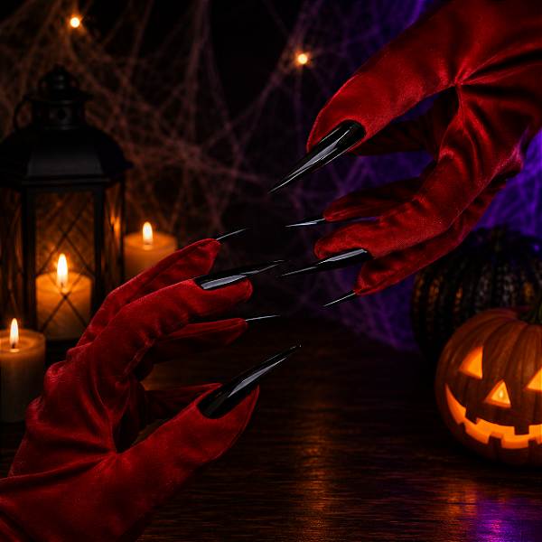 Luva de Poliéster Vermelha com Unhas para o Halloween