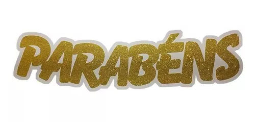Painel Parabéns de E.V.A Glitter Branco e Dourado 71x18cm