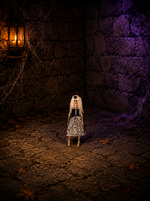 Noiva Zumbi Elegante Cadáver Esqueleto Realista Halloween - 40 cm