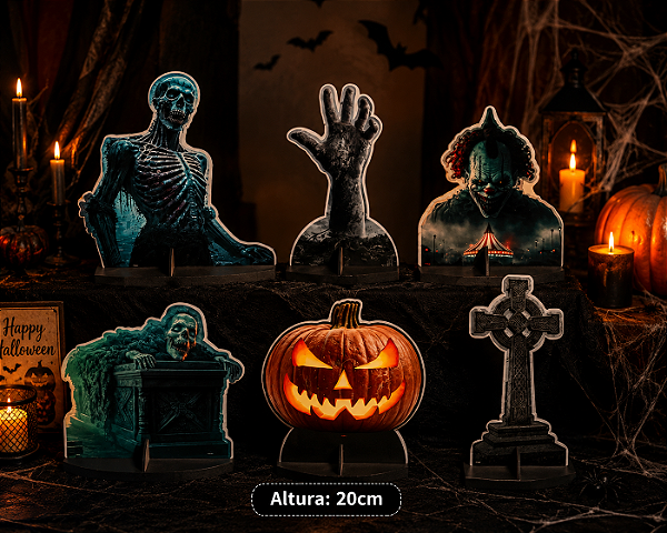 Decoração De Mesa Enfeite Display Halloween 20cm - 6 Unidades