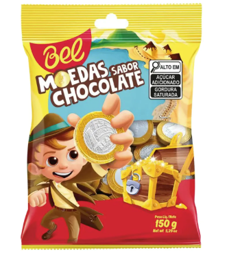 Moedas Chocolate 1 Real - Bel - Pacote de 150 gramas Aprox. (42Un.)