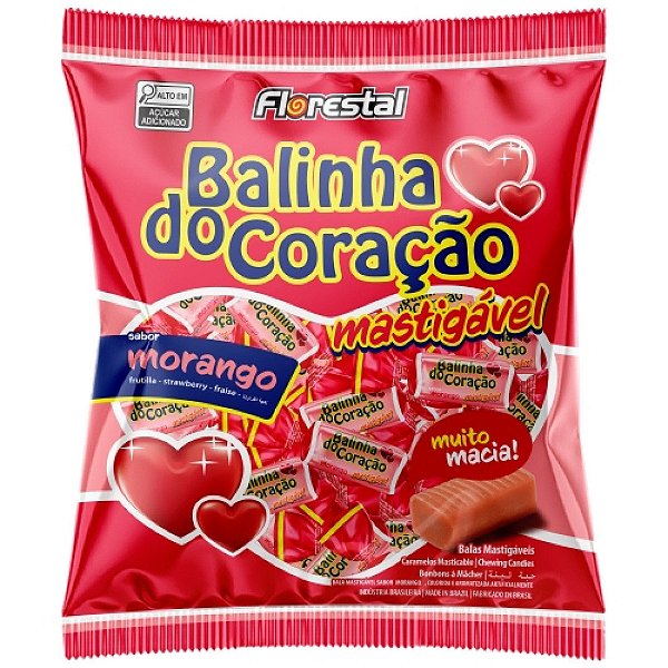 Balinha do Coração Mastigável Morango 500g