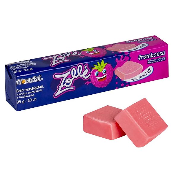 Bala Mastigável Zollé Sabor Framboesa - Florestal – Display 350g (10 Unidades)