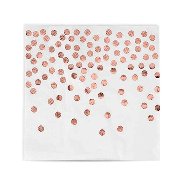Guardanapo de Papel Branco e Rose Gold 33x33cm - 20 Unidades