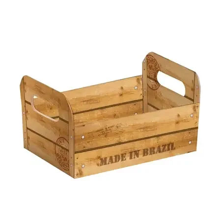 Cesta de Papel Estampa de Madeira - 22cm x 15cm - 1 Unidade