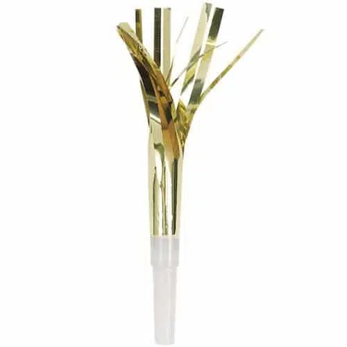 Sopradores de Festa Metálicos Dourado com Apito - 6 unidades
